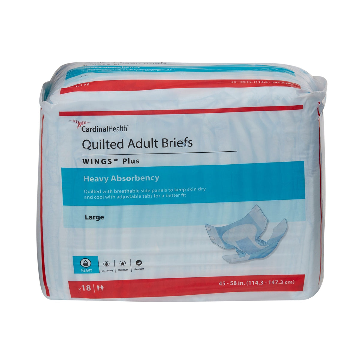 Cardinal Health Wings Plus Quilted Adult Briefs, Heavy - 66034-Pack - LL Medico