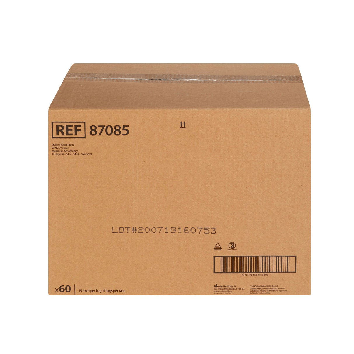 Cardinal Health Wings Quilted Adult Briefs, Super - 67095-Pack - LL Medico