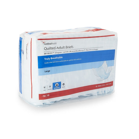Cardinal Health Wings Quilted Adult Briefs, Super - 87084A-Pack - LL Medico