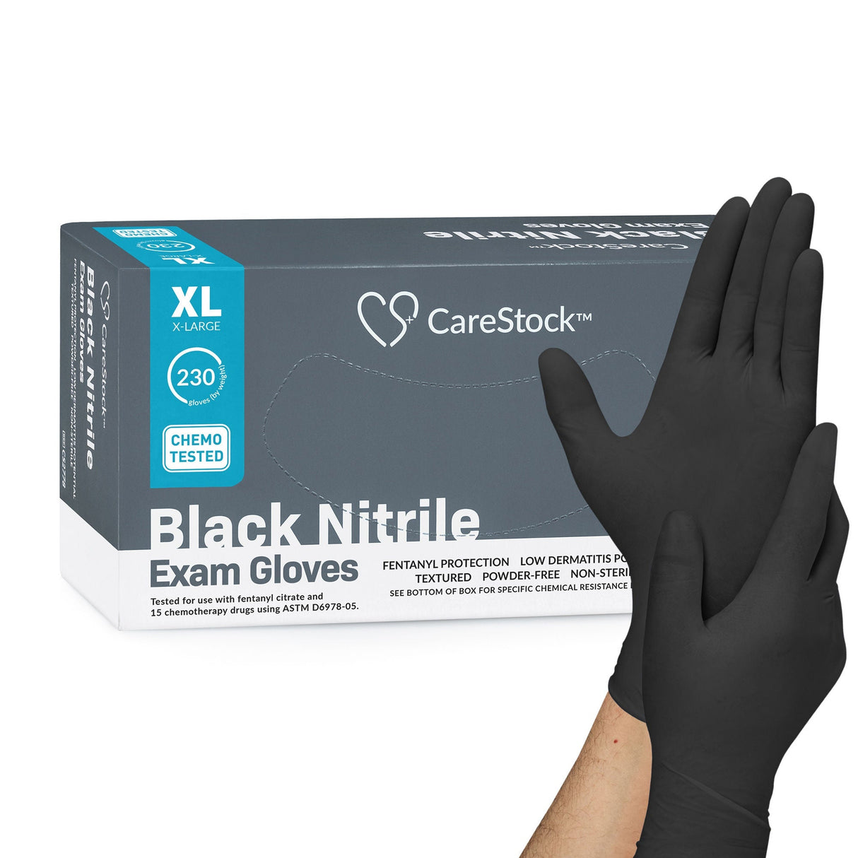 CareStock Nitrile Exam Glove, Extra Large, Black - CS2778-Box - LL Medico