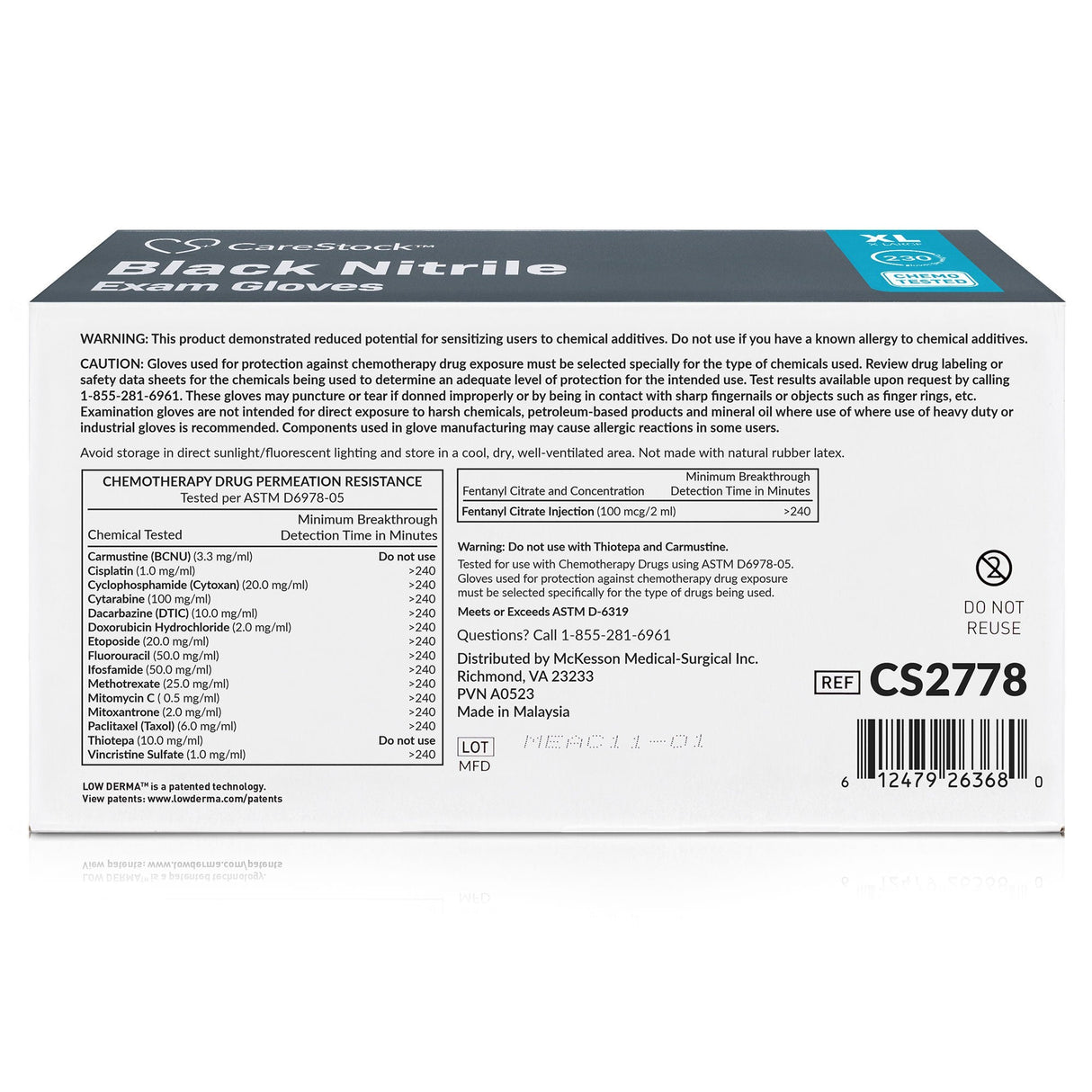 CareStock Nitrile Exam Glove, Extra Large, Black - CS2778-Box - LL Medico