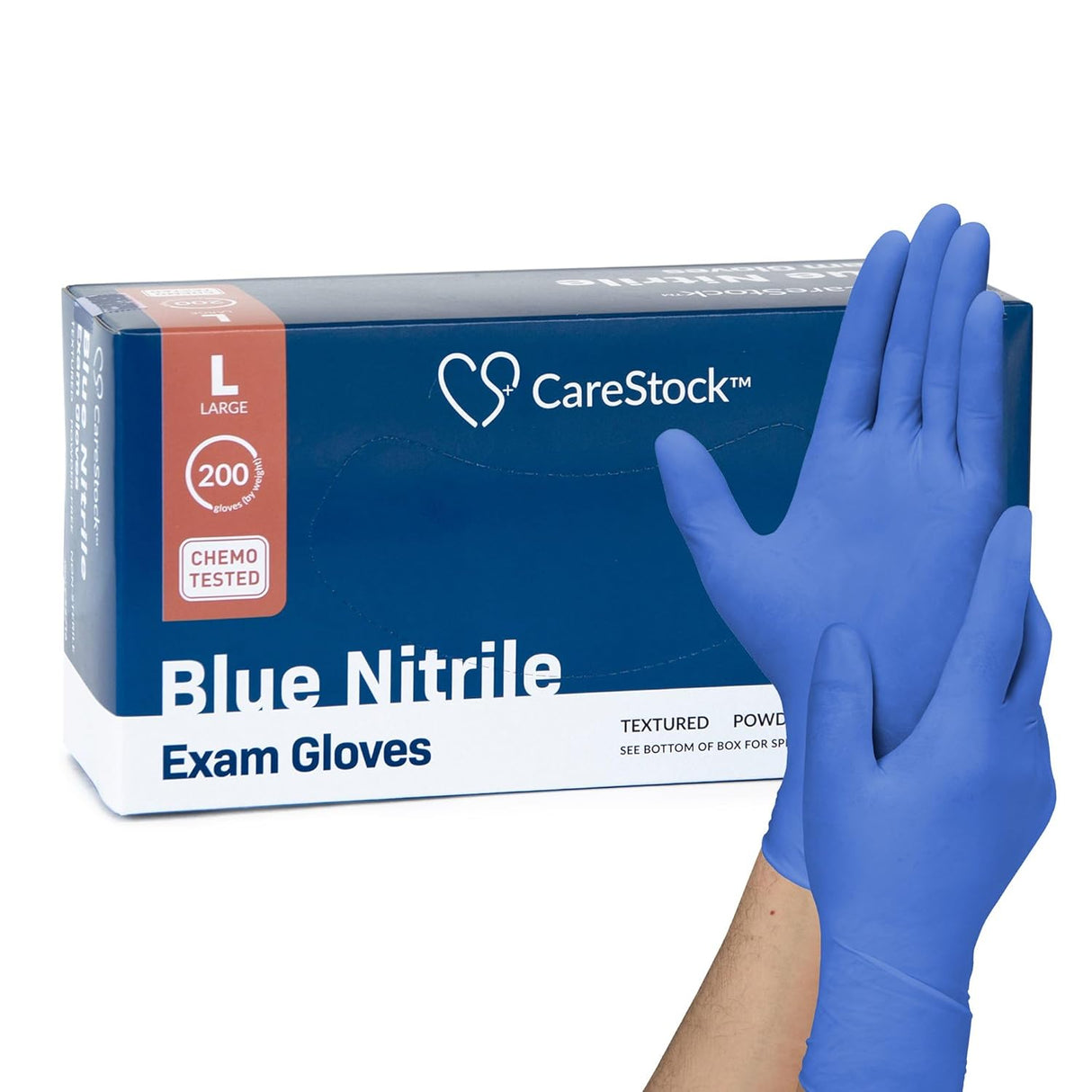 CareStock Nitrile Exam Gloves, Textured Fingertips, Blue - CS2712-Box - LL Medico