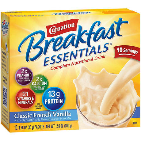 Carnation Breakfast Essentials Powder Drink Mix, French Vanilla - 10050000530622-Box - LL Medico