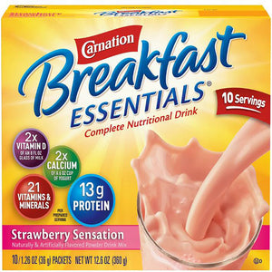 Carnation Breakfast Essentials Powder Drink Mix, Strawberry Sensation - 00050000486502-Box - LL Medico