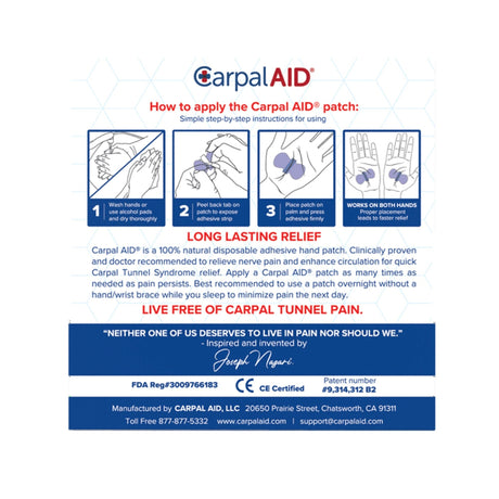 CarpalAid Pregnancy Carpal Tunnel Support Patch, Clear, Left or Right Hand - SMP15PK-Pack - LL Medico
