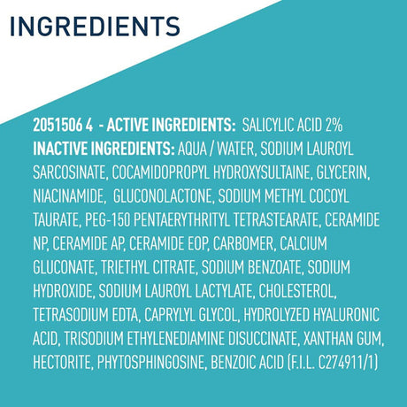 CeraVe 2% Salicylic Acid Acne Control Cleanser with Ceramides & Hectorite Clay - 60600057713-Single - LL Medico