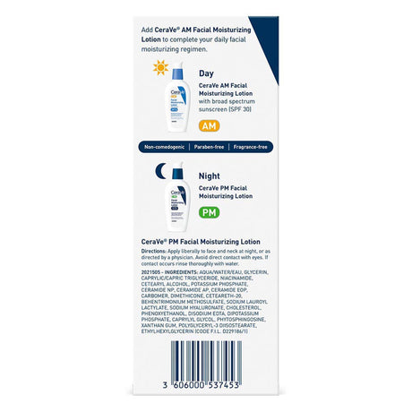 CeraVe Facial Moisturizing Lotion PM, Ultra Lightweight, 3-ounce Pump Bottle - 60600053745-Single - LL Medico