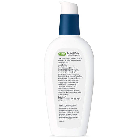 CeraVe Facial Moisturizing Lotion PM, Ultra Lightweight, 3-ounce Pump Bottle - 60600053745-Single - LL Medico