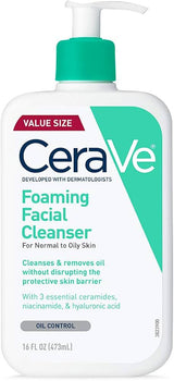 CeraVe Foaming Facial Cleanser for Normal to Oily Skin, 12-ounce Pump Bottle - 60600053775-Single - LL Medico
