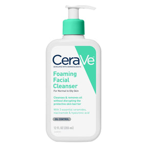 CeraVe Foaming Facial Cleanser for Normal to Oily Skin, 12-ounce Pump Bottle - 60600053775-Single - LL Medico