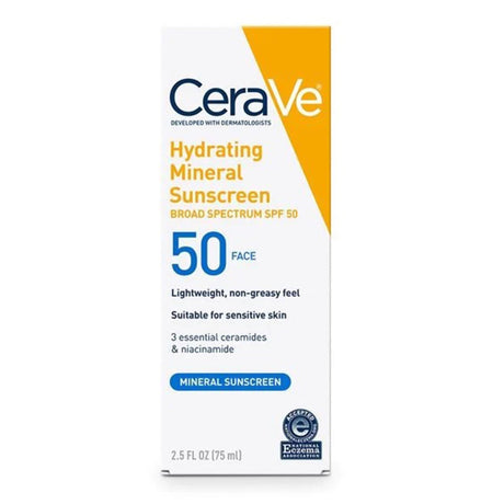 CeraVe Hydrating Mineral Sunscreen Body SPF 50, 2.5-ounce Tube - 60600051495-Single - LL Medico