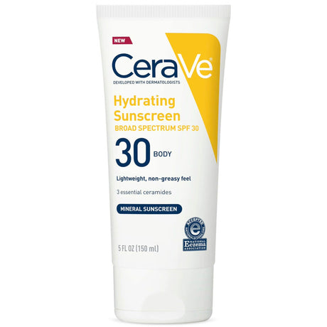 CeraVe Hydrating Mineral Sunscreen for Body SPF 30, 5-ounce Tube - 60600051499-Single - LL Medico