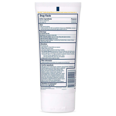 CeraVe Hydrating Mineral Sunscreen for Body SPF 30, 5-ounce Tube - 60600051499-Single - LL Medico