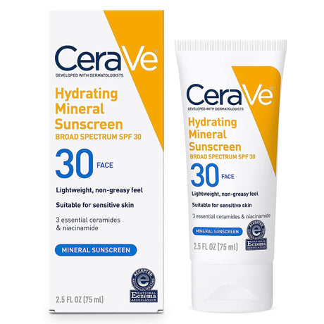 CeraVe Hydrating Mineral Sunscreen for Face, SPF 50, 2.5-ounce Tube - 60600051503-Single - LL Medico