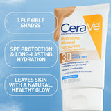 CeraVe Hydrating Mineral Sunscreen Medium Sheer Tint SPF 30 Lotion, Unscented, 1.7 fl oz - 60600051231-Single - LL Medico