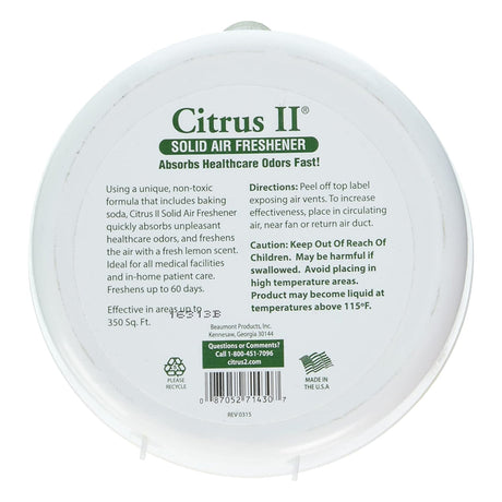 Citrus II Solid Air Freshener Odor Eliminator, Lemon Scent, 8 Oz - 636471430-Single - LL Medico