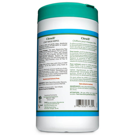 Citrus ll CPAP Mask Cleaning Wipes - Disposable, Citrus Scent - 635871639-Each - LL Medico