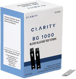 Clarity BG1000 Blood Glucose Test Strips, 50 Count - CD-BG5-Box - LL Medico