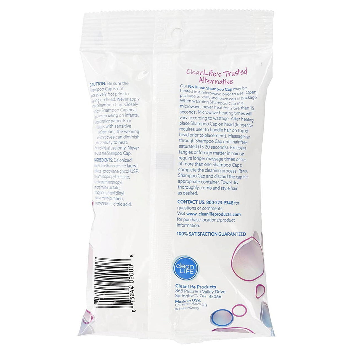 CleanLife No Rinse Shampoo Cap - 02000-Single - LL Medico