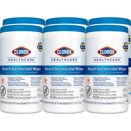 Clorox Healthcare Bleach Germicidal Wipes, Premoistened Surface Disinfectant Cleaner, Nonsterile, Canister - 30577-Single - LL Medico