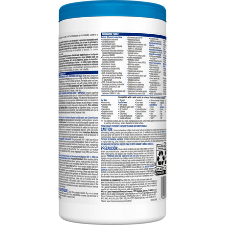 Clorox Healthcare Bleach Germicidal Wipes, Premoistened Surface Disinfectant Cleaner, Nonsterile, Canister - 30577-Single - LL Medico