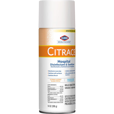 Clorox Healthcare Citrace Hospital, Surface Disinfectant & Sanitizer, Alcohol Based Aerosol Spray, 14 oz Can, Citrus Scent, NonSterile - 49100-Single - LL Medico