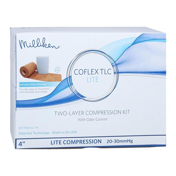 CoFlex TLC Lite, 2-Layer Lite Compression Bandage System with Indicators, 4" x 3.4 Yard / 4" x 5.1 Yard, Tan, Foam / Fabric, Self-Adherent, Nonsterile, 20 to 30 mmHg - 7802TLC-TN - LL Medico