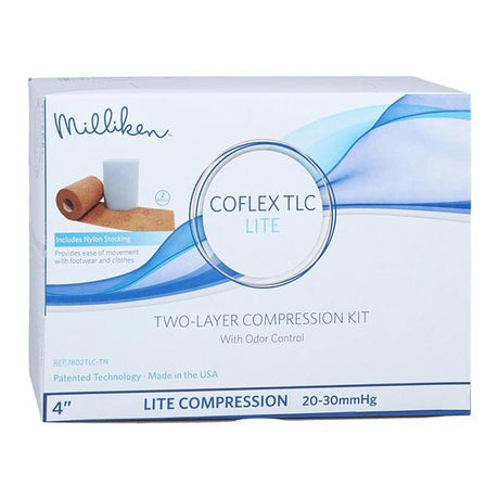 CoFlex TLC Lite, 2-Layer Lite Compression Bandage System with Indicators, 4" x 3.4 Yard / 4" x 5.1 Yard, Tan, Foam / Fabric, Self-Adherent, Nonsterile, 20 to 30 mmHg - 7802TLC-TN - LL Medico