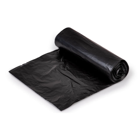 Colonial Bag Light Duty Trash Bag, Black, 10 gal, 6 Micron, 24 x 24", HDPE, X-Seal Bottom, Coreless Roll - HCR24LB-Box - LL Medico