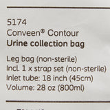 Coloplast Conveen Contour Urinary Leg Bag, Anti-Reflux Valve, Polyethylene/Flocked, 800mL - 5174-Single - LL Medico