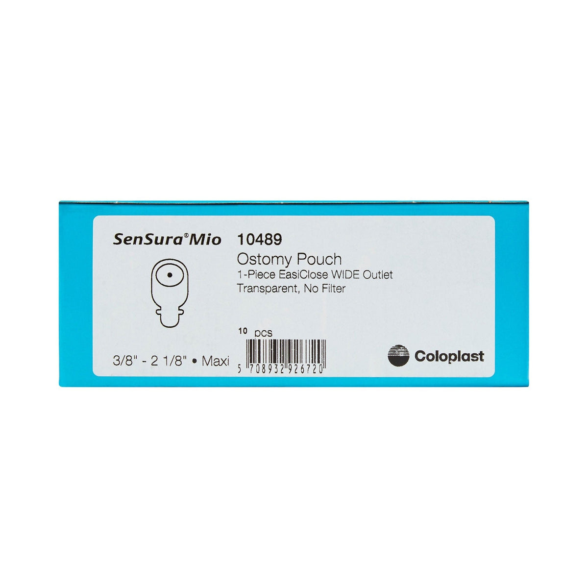 Coloplast SenSura Mio One-Piece Ostomy Pouch, Maxi Flat, Transparent, Trim to Fit 3/8-2 1/8", 11", Box of 10 - 10489-Box - LL Medico