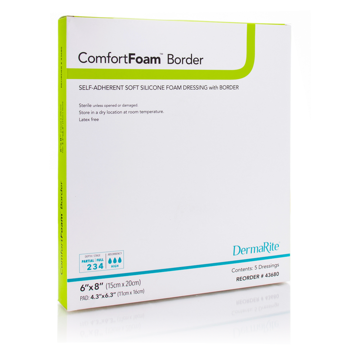 ComfortFoam Bordered Foam Wound Dressing w/ Soft Silicone Adhesive, 9 x 9 Inch