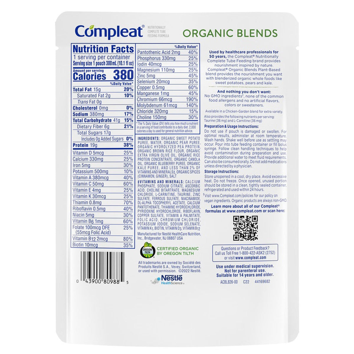 Compleat Organic Blends Plant Based Blenderized Tube Feeding, 10.1 oz - 00043900192703-Single - LL Medico