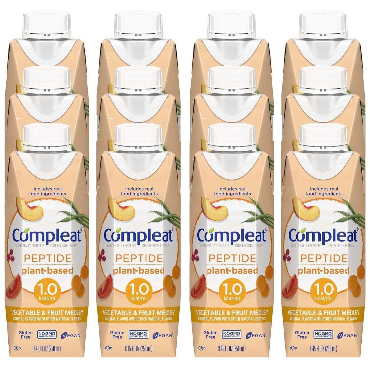 Compleat Peptide Tube Feeding Formula, Plant Based, Vegetable Fruit Medley, 250 mL - 00043900836065-Single - LL Medico