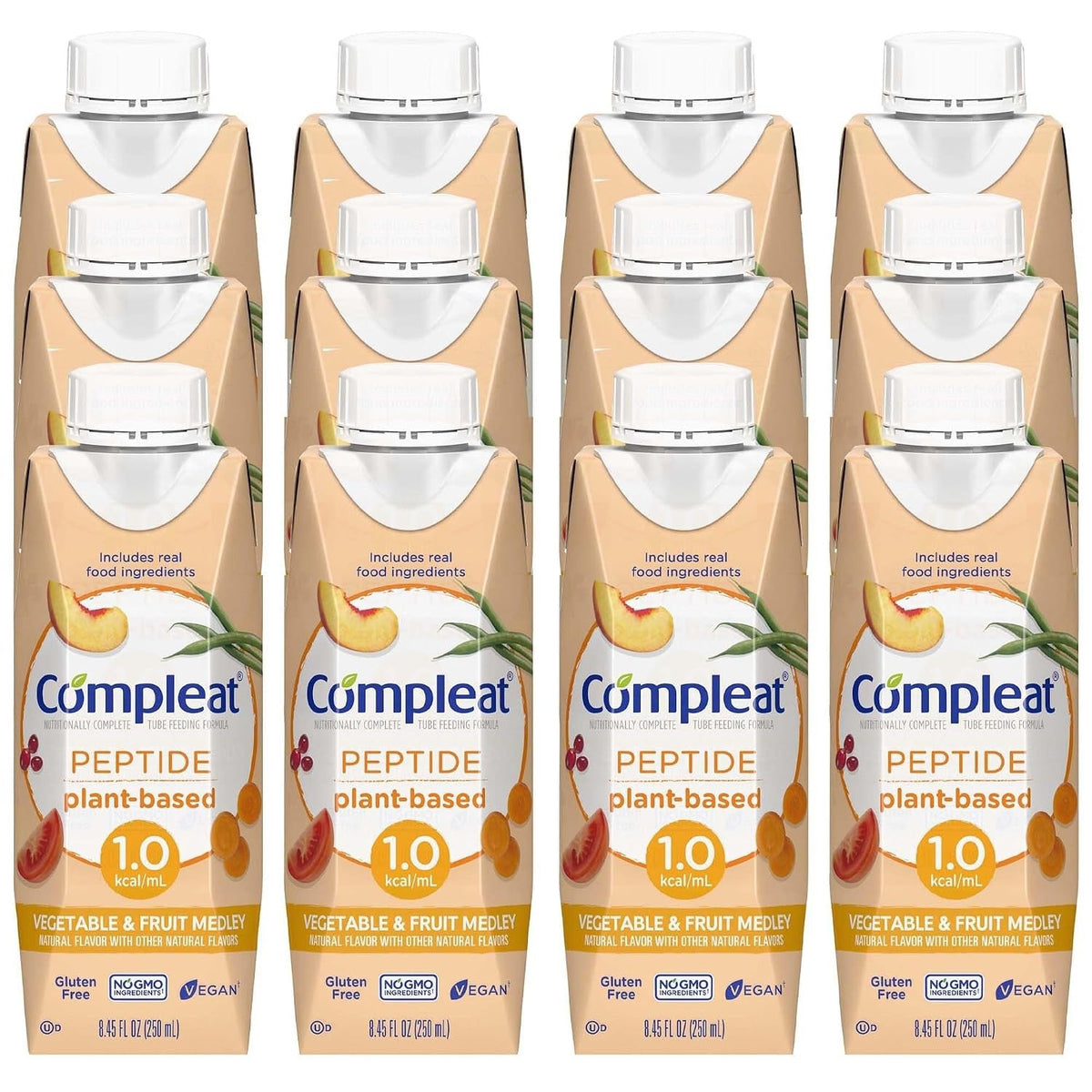 Compleat Peptide Tube Feeding Formula, Plant Based, Vegetable Fruit Medley, 250 mL - 00043900836065-Single - LL Medico