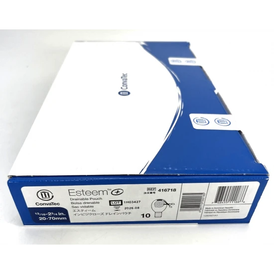 ConvaTec Esteem+ One-Piece Pouch, Flat, Cut-to-Fit, Transparent, 12-Inch, with Filter, Stomahesive, Standard Wear - 416718-Box - LL Medico