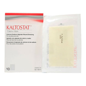 ConvaTec Kaltostat Calcium Sodium Alginate Dressing, box and single dressing