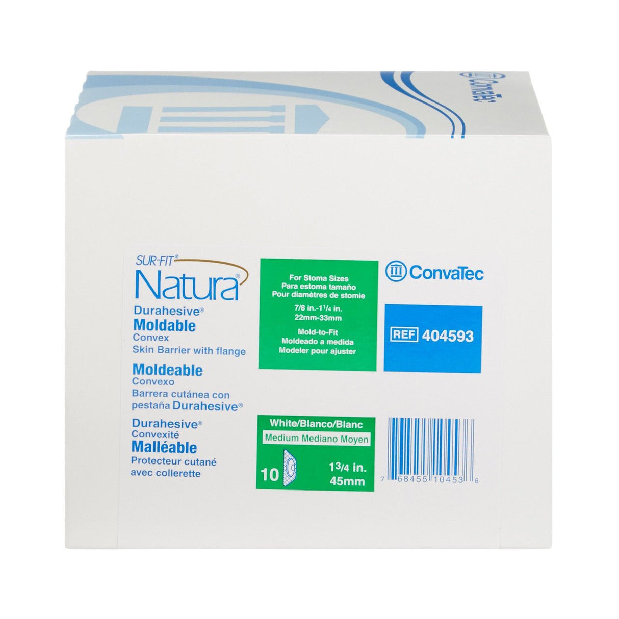 ConvaTec Sur-Fit Natura Durahesive Two-Piece Skin Barrier, Convex, Moldable, 45 mm Flange - 404593-Single - LL Medico