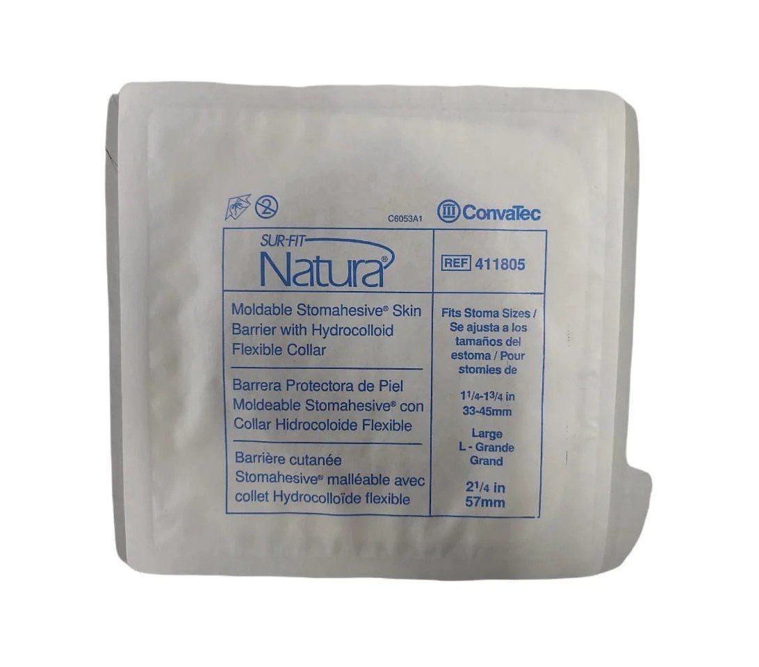 ConvaTec Sur-Fit Natura Stomahesive Two-Piece Skin Barrier, Flat, Moldable, 57 mm Flange - 411805-Box - LL Medico