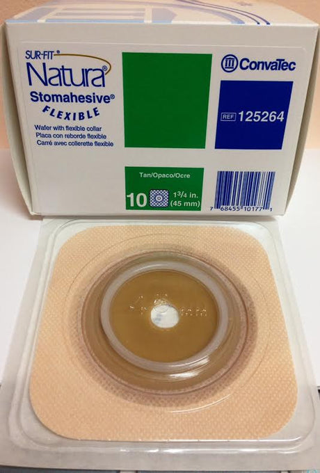 ConvaTec Sur-Fit Natura Two-Piece Skin Barrier, Flat, Cut-to-Fit, 45 mm Flange, Stomahesive, Standard Wear, without Tape - 125264-Single - LL Medico