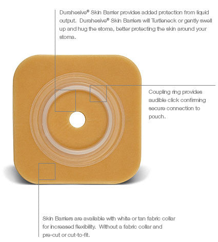 ConvaTec Sur-Fit Natura Two-Piece Skin Barrier, Flat, Cut-to-Fit, 45 mm Flange, Durahesive, Extended Wear, without Tape - 413155-Single - LL Medico