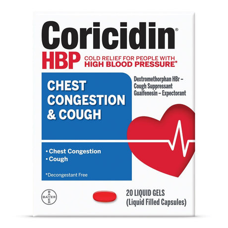 Coricidin HBP Chest Congestion & Cough Relief, Liquid Gels - 11523715802 - LL Medico