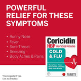 Coricidin HBP Cold & Flu Relief Tablets, 20 ct - 11523432502 - LL Medico