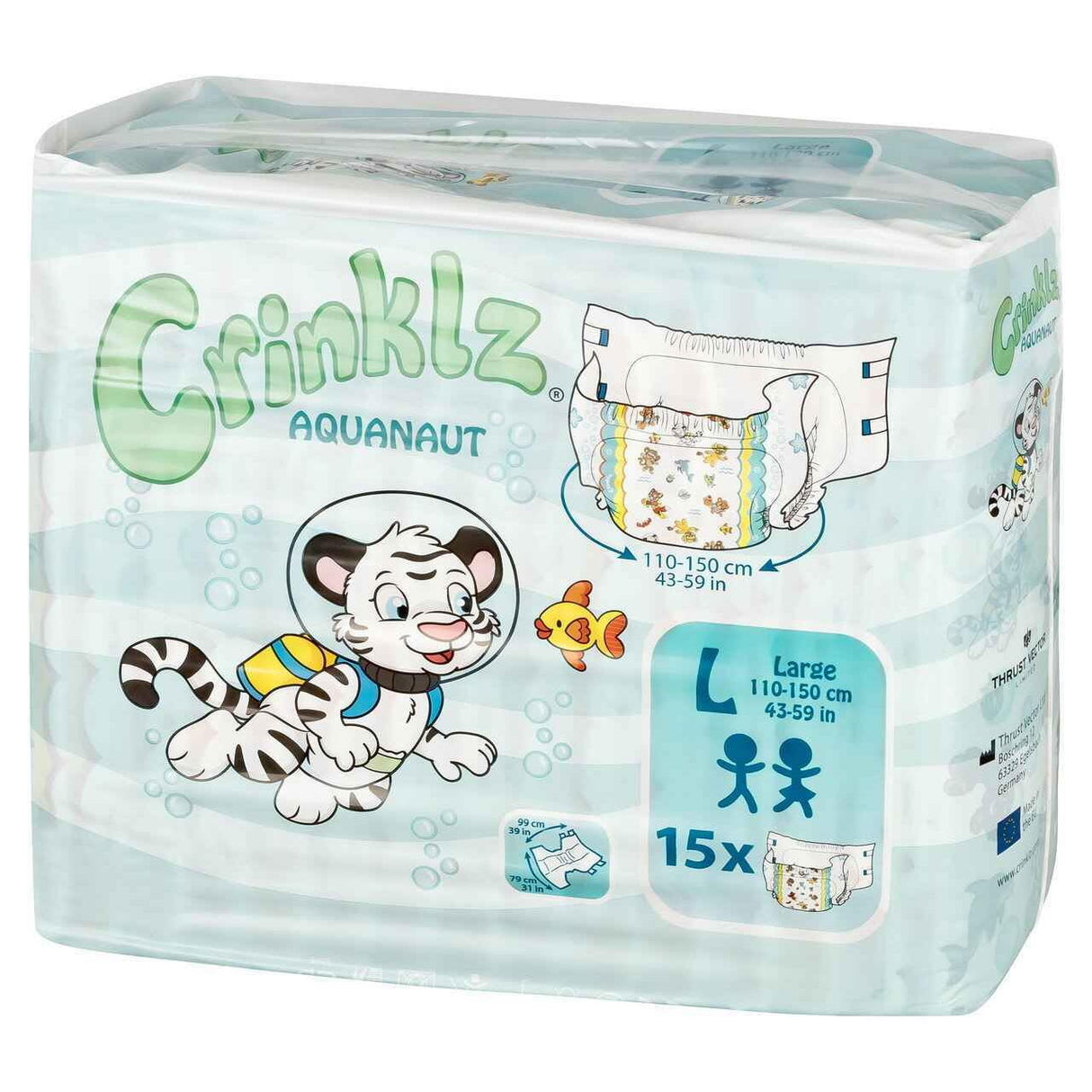 Crinklz Printed Adult Diapers w/ Plastic Backing, Aquanaut Print - 60100-Pack - LL Medico