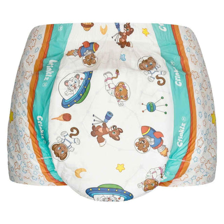 Crinklz Printed Adult Diapers w/ Plastic Backing, Astronaut Print - 60300-Pack - LL Medico