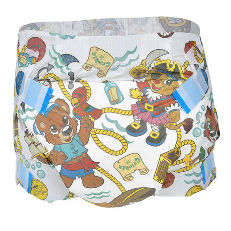 Crinklz Printed Adult Diapers w/ Plastic Backing, Buccaneer Print - 70300-Pack - LL Medico