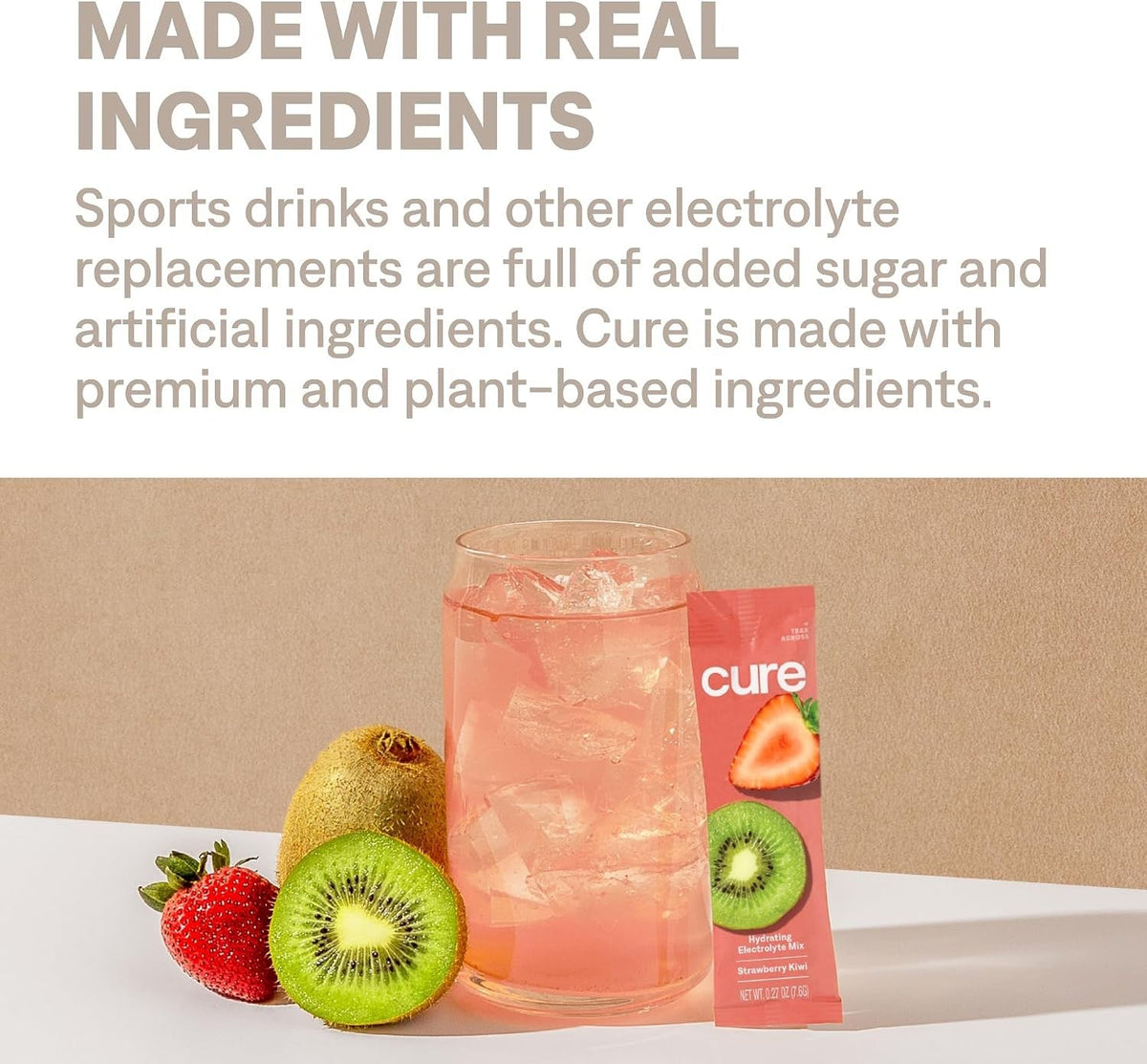 Cure Hydrating Electrolyte Drink Mix, Strawberry Kiwi, 7.5 oz - HM7009-Single - LL Medico