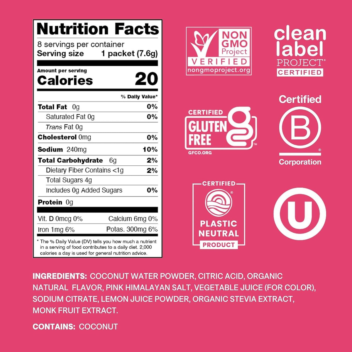 Cure Hydration Electrolyte Drink Mix, Tropical Punch, 0.27 oz - HM1011-Pack - LL Medico