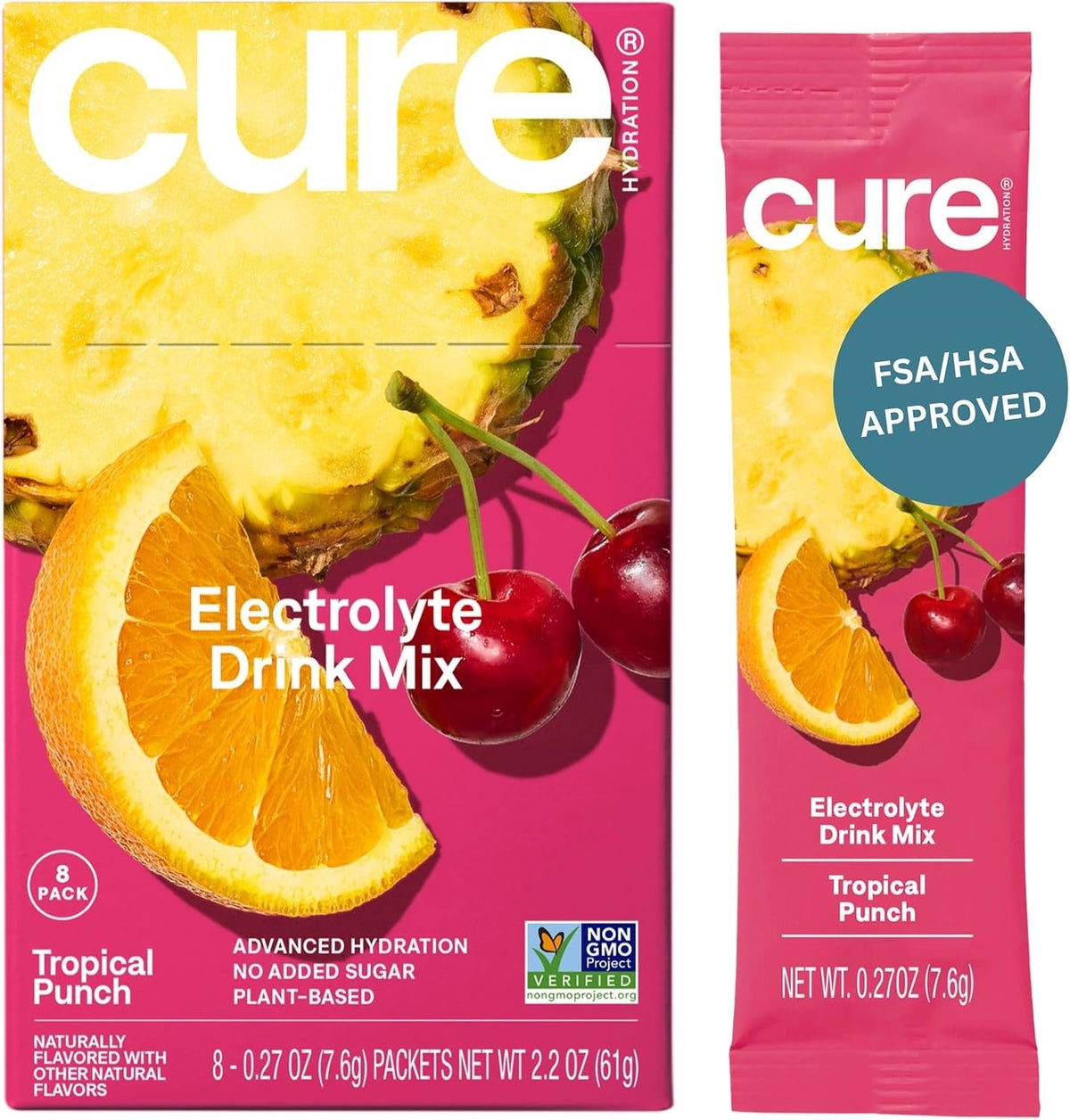 Cure Hydration Electrolyte Drink Mix, Tropical Punch, 0.27 oz - HM1011-Pack - LL Medico