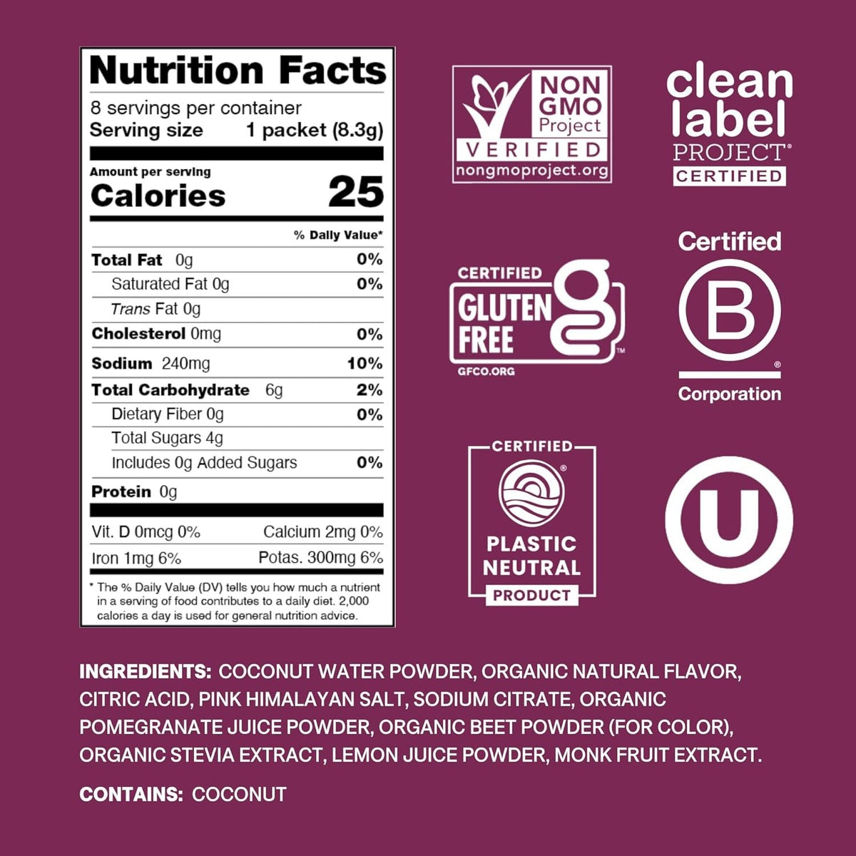 Cure Hydration Electrolyte Drink Powder, Berry Pomegranate, 8.3 Gram - HM1002-Pack - LL Medico